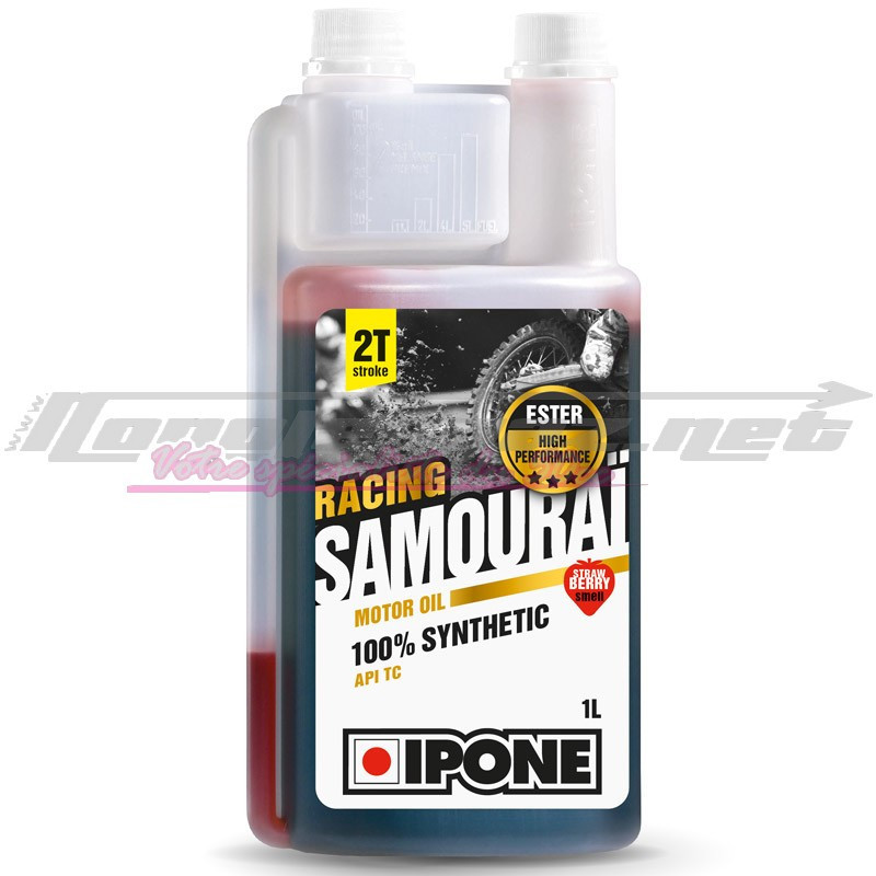 Huile moteur 2T Ipone Samouraï Racing senteur fraise 1L