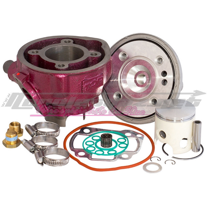 Kit cylindre top Performances rose Due Plus culasse à plot 70cc fonte Minarelli horizontal LC