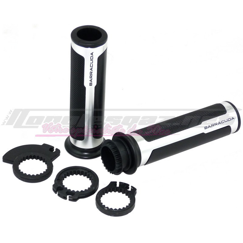 Poignées Barracuda Racing insert alu argent