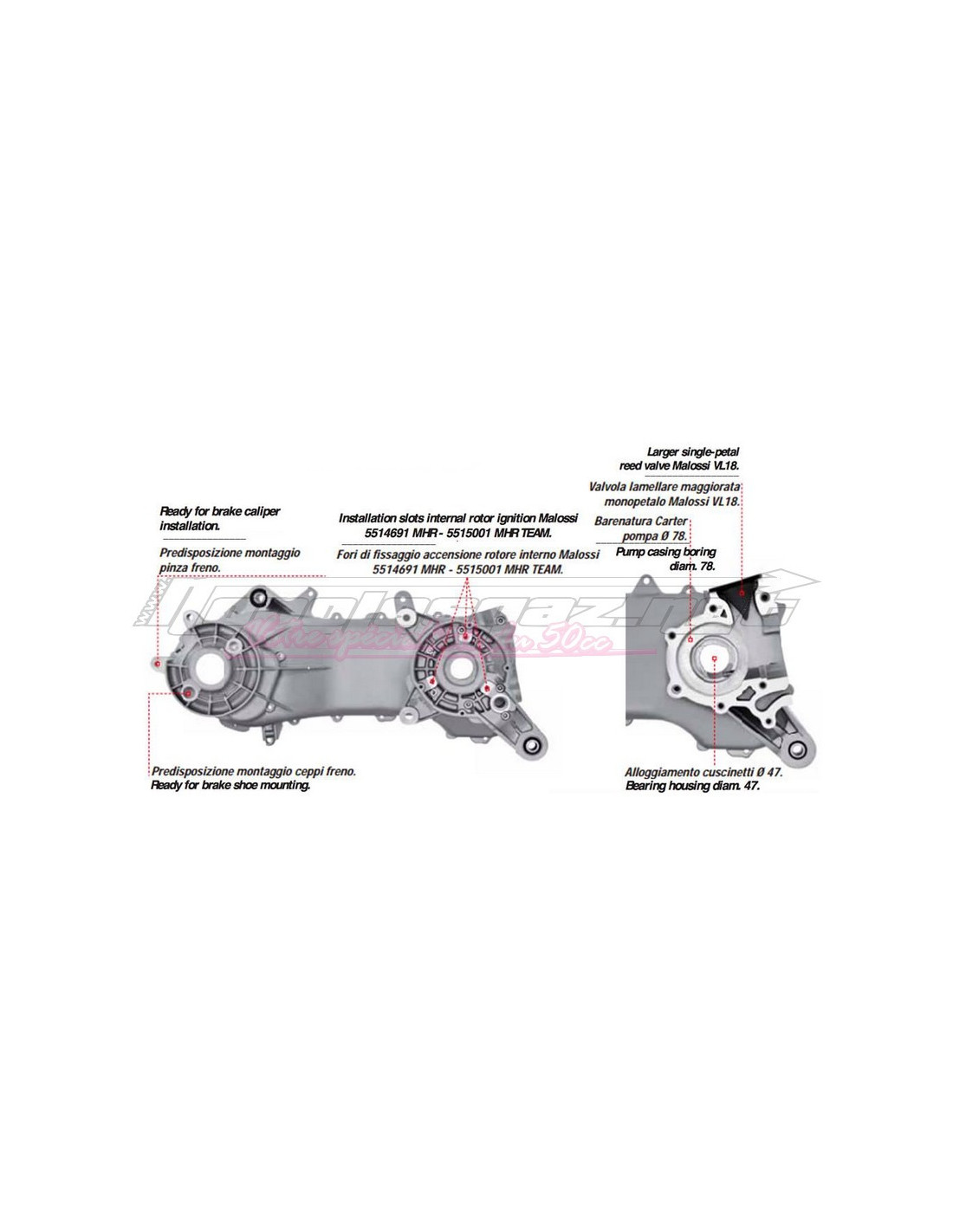 Carters moteur Malossi RC-One Piaggio / Gilera