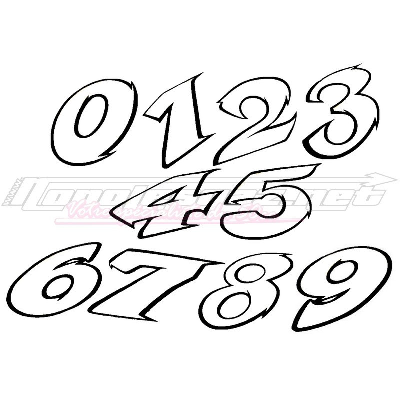 Autocollant numéro 9cm blanc