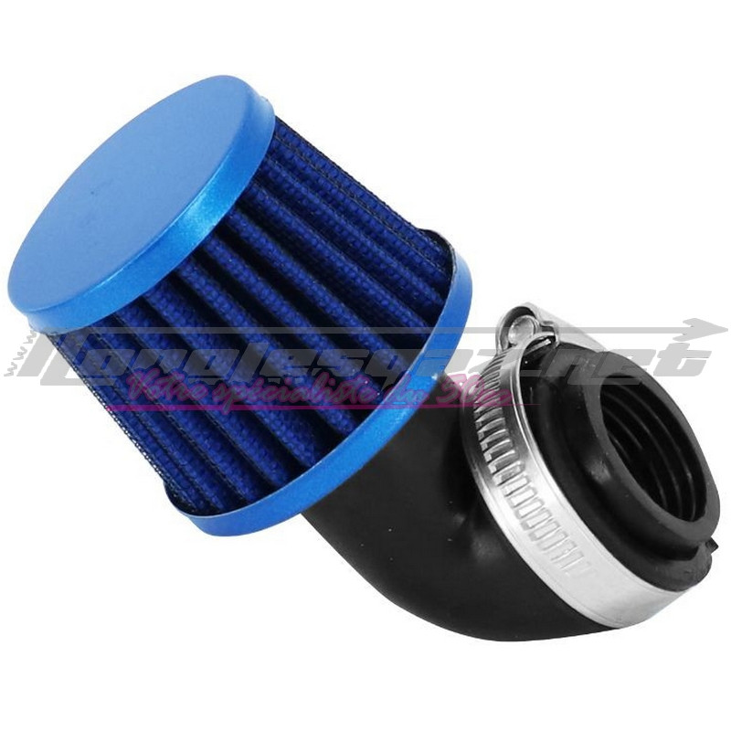 Filtre à air Tun'R Ø28-35 conique KN small coudé 90° bleu