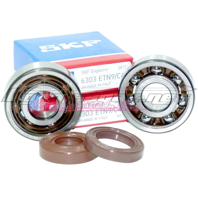 Kit roulements & spi de vilebrequin NLG AM6 2 x 6303 (C4 poly.)