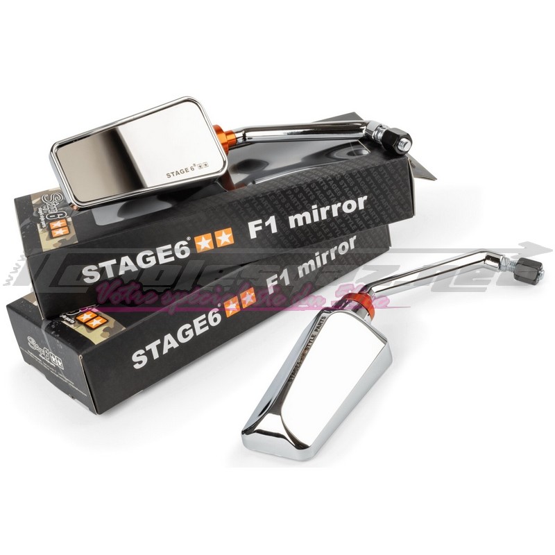 Rétroviseur Stage6 F1 8mm paire chrome