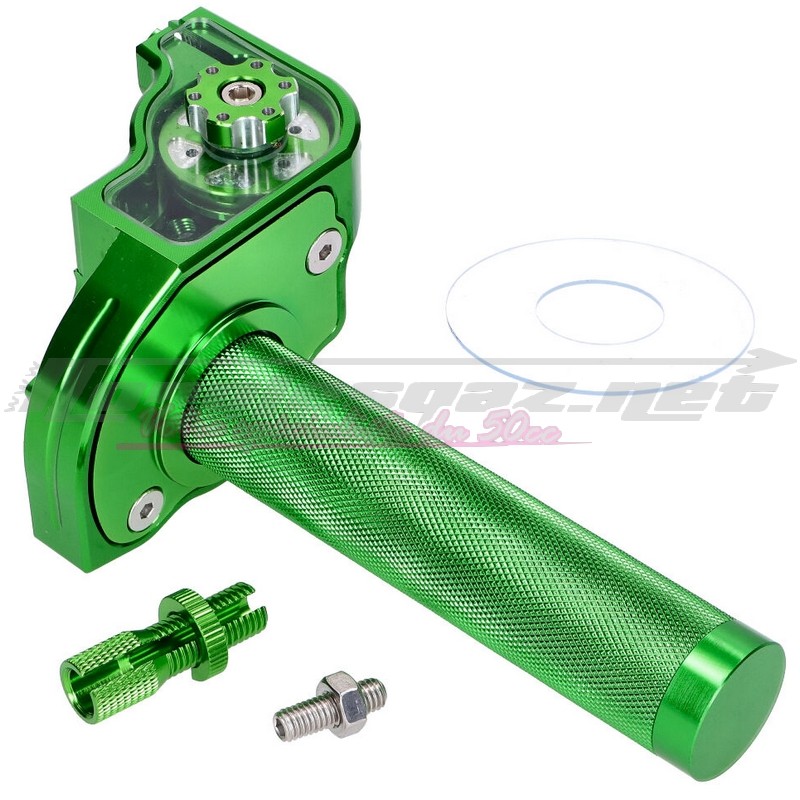 Poignée de gaz universelle alu CNC vert