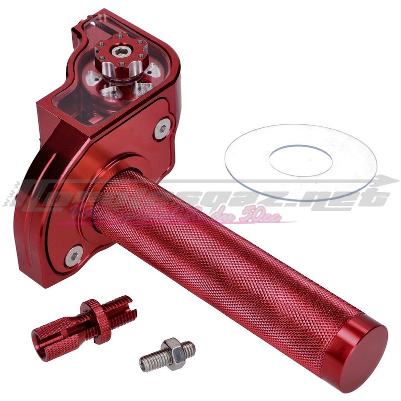 Poignée de gaz universelle alu CNC rouge
