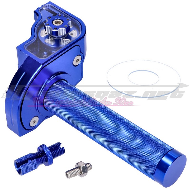 Poignée de gaz universelle alu CNC bleu