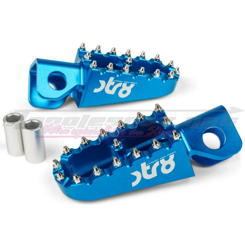 Repose pieds STR8 Derbi Senda - DRD pilote bleu (paire)